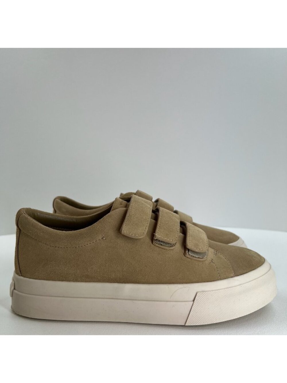 Vince Sunnyside Suede Platform Sneakers Women Size US 7 Multi Strap Sand Beige